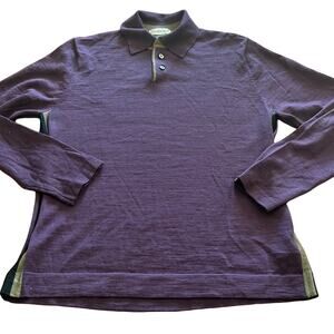 Chereskin Mens Medium Purple Merino Wool Sweater Long Sleeves Collar